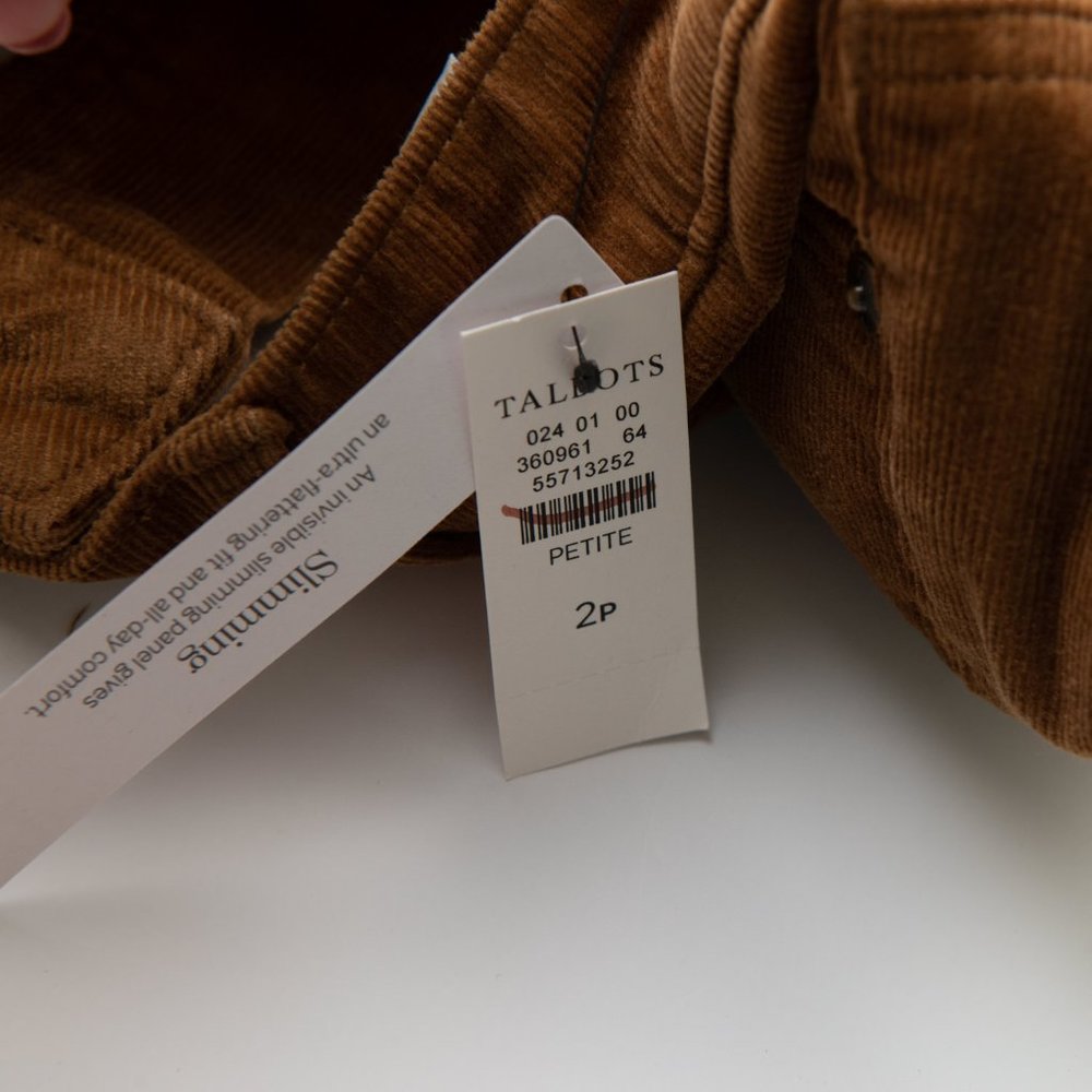 Talbots Jeggings Corduroy High Waist Pants Skinny Stretch Brown Sz 2 Petite New - Picture 9 of 9